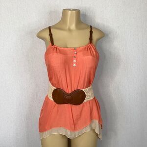 Bongo Juniors Belted Coral Tiered Tank. Large. New